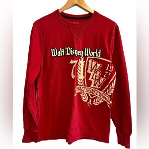 Walt Disney World Red Retro Crew Neck Sweatshirt Size Small